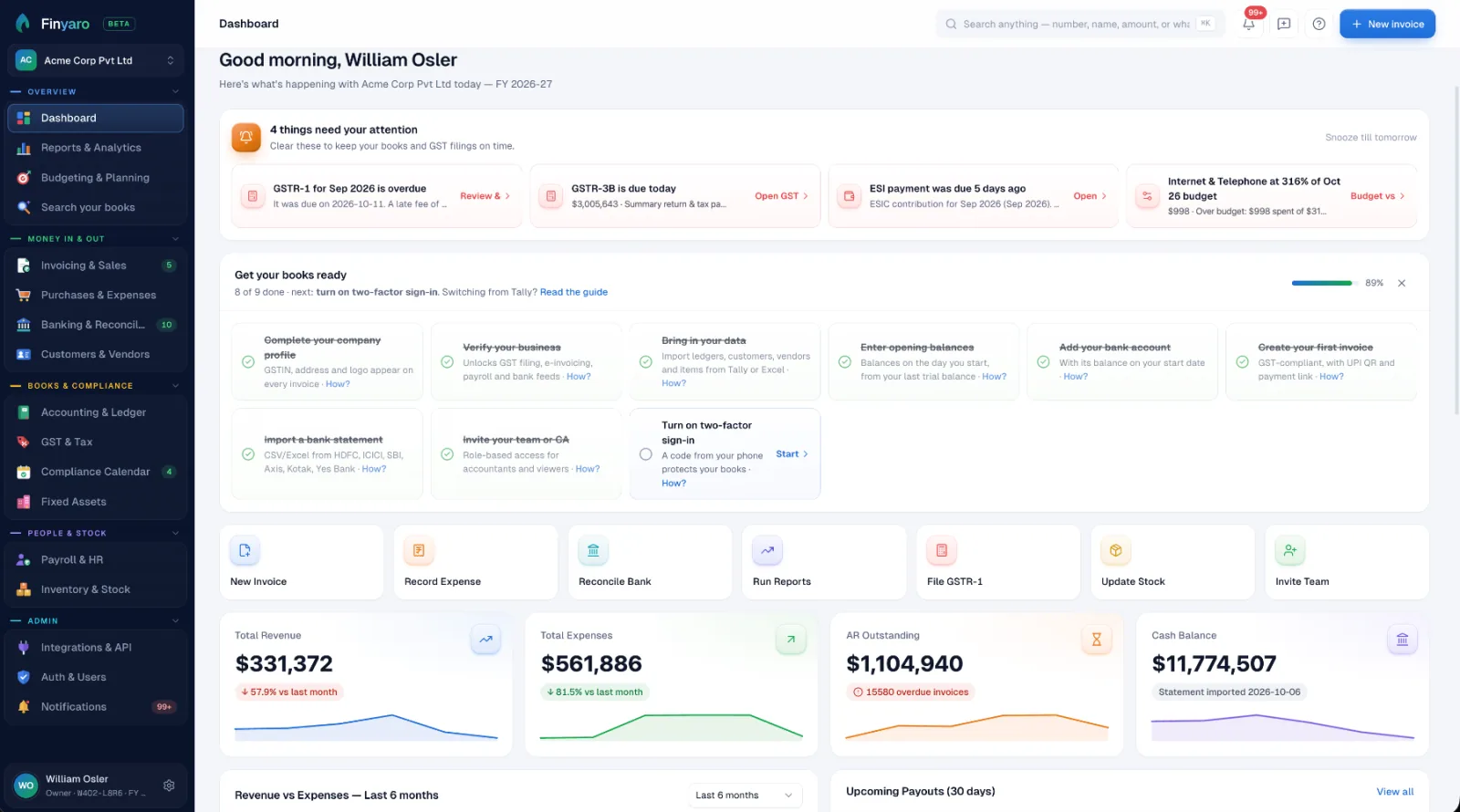 Finyaro dashboard